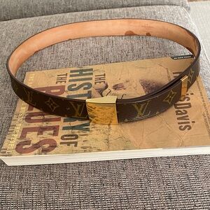 Louis Vuitton Classic Monogram Belt with Gold Clasp